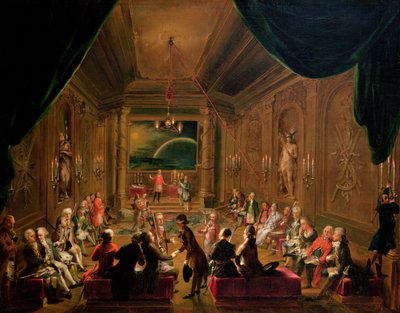 Initiation Ceremony in a Viennese Masonic Lodge during the Reign of Joseph II, with Mozart Seated on the Extreme Left by Ignaz Unterberger
